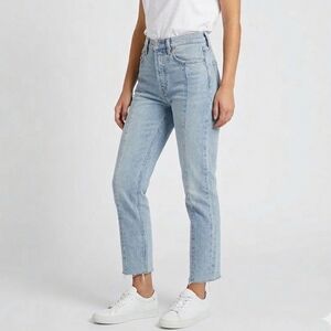 Denim Forum Hi-Rise Straight Organic Cotton Size 25 W 13.5" R 10" I 28 Blue